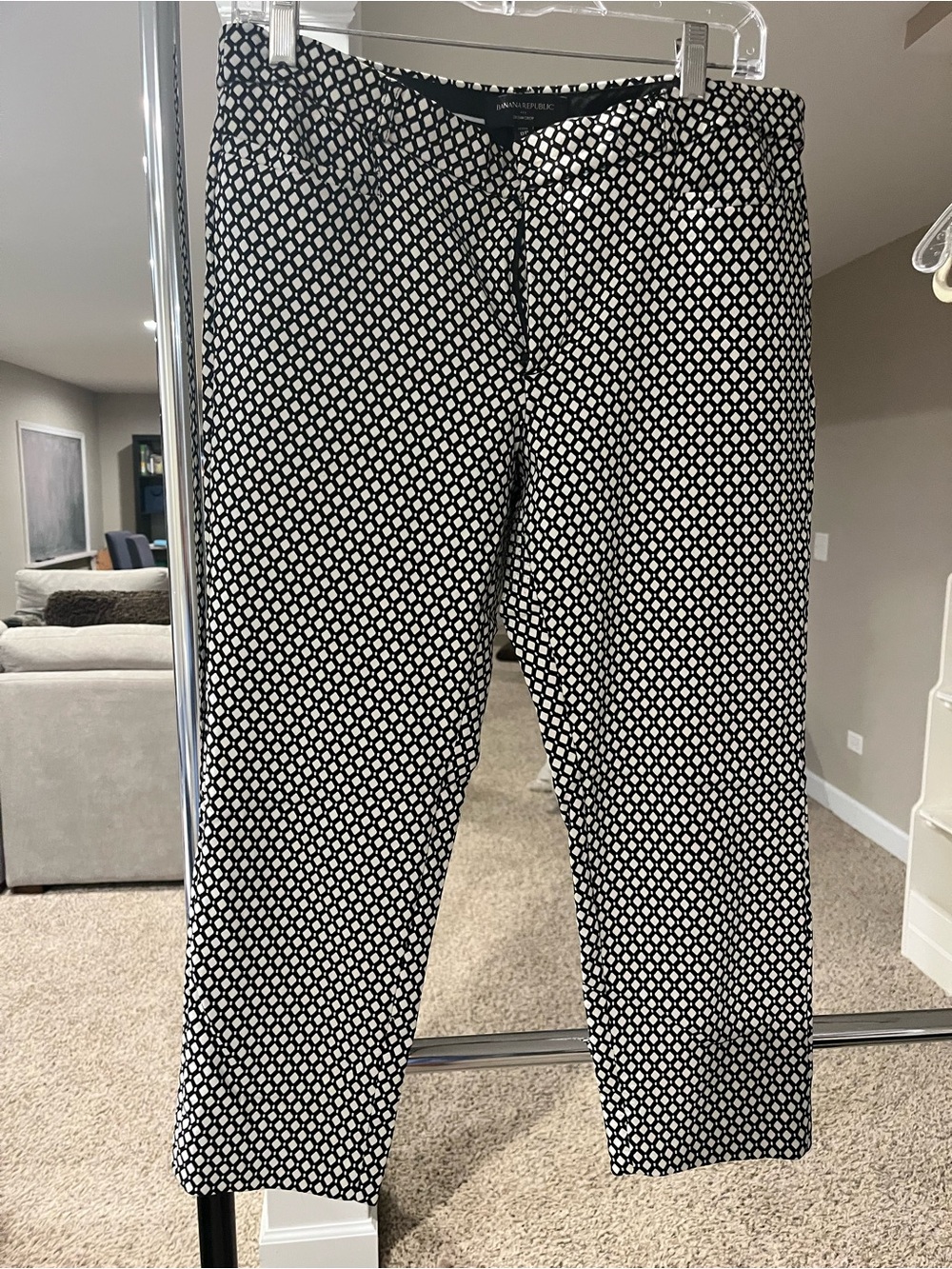 Banana Republic Black & White Geometric Print Straight Pants